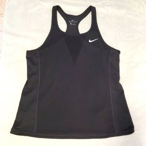 Nike womens Large Zonal Cooling polyester racerback top darkgray/black
